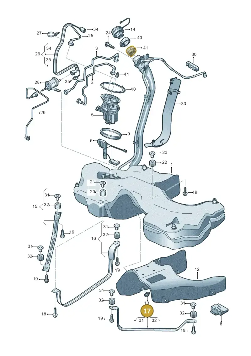 8W0201653K — Audi A5 Sportback (2016-2025) diagram 897201150, position 17