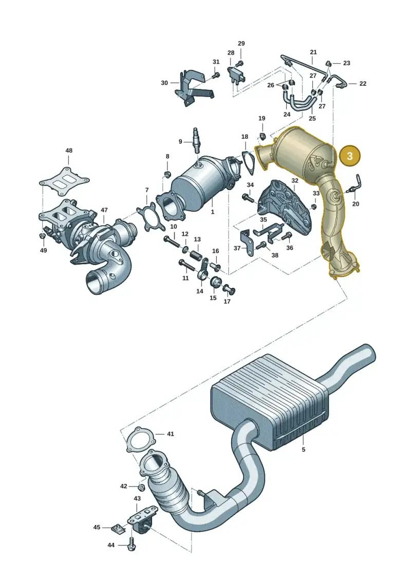 8W0254800C — Audi A5 Sportback (2016-2025) diagram 849253047, position 3