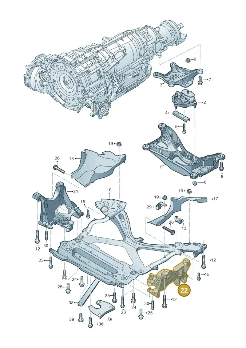 8W0399295E — Audi A5 Cabriolet (2016-2025) diagram 848399700, position 22