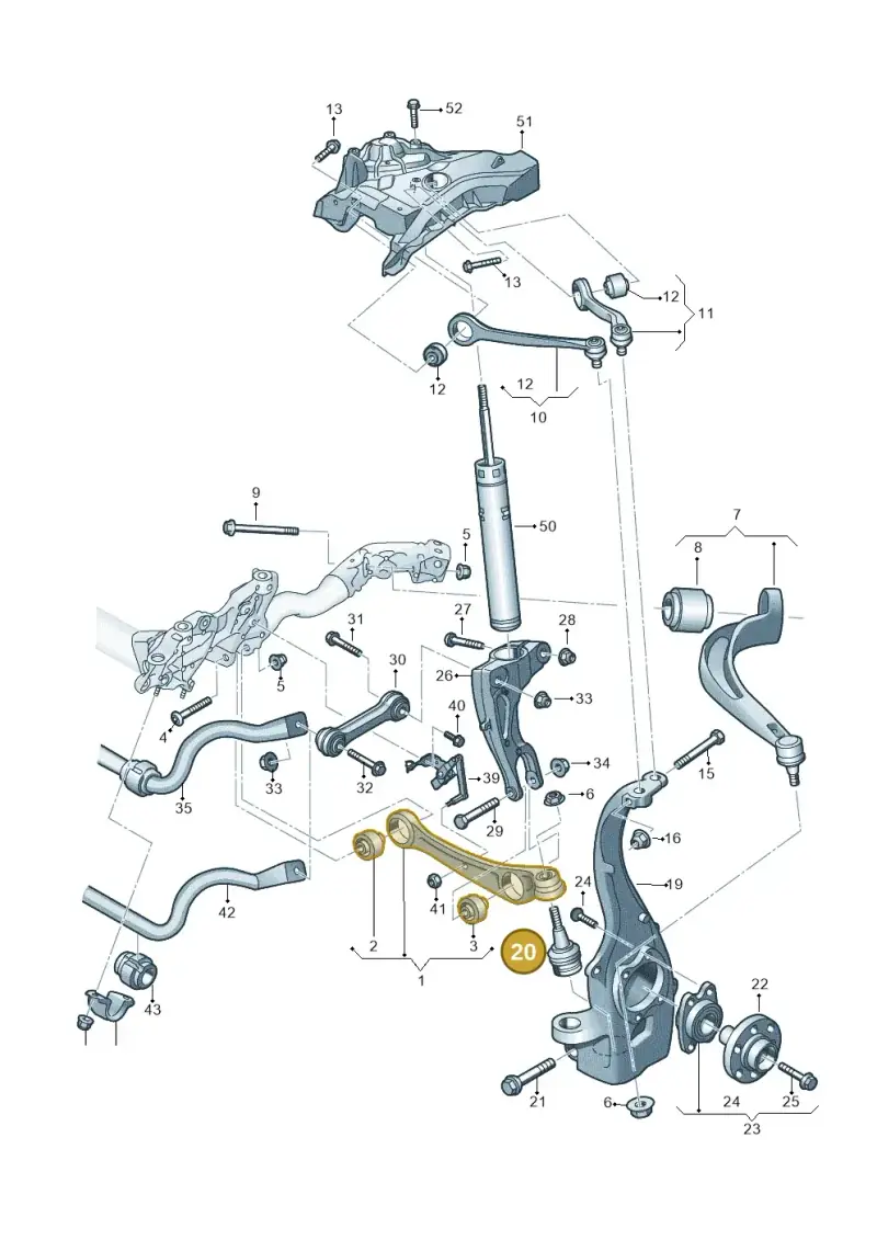 8W0407689B — Audi RS4 Avant (2017-) diagram 897407000, position 20