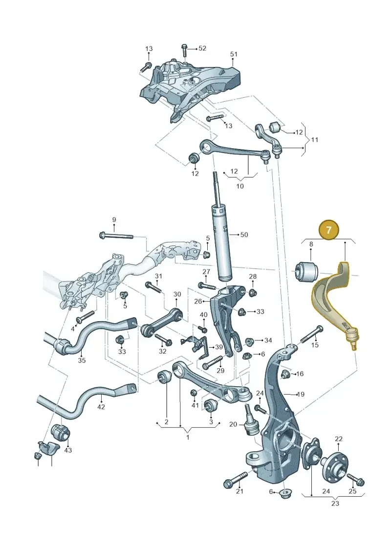 8W0407694B — Audi RS4 Avant (2017-2025) diagram 897407000, position 7