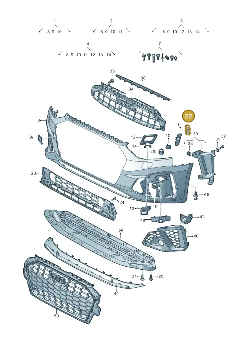 8W0807277D — Audi A4 (2015-2025) diagram 849807170, position 22