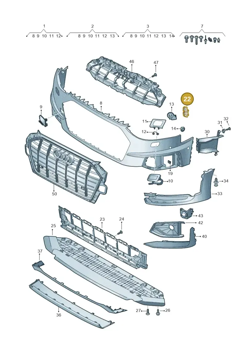8W0807277D — Audi A4 (2015-2025) diagram 849807210, position 22