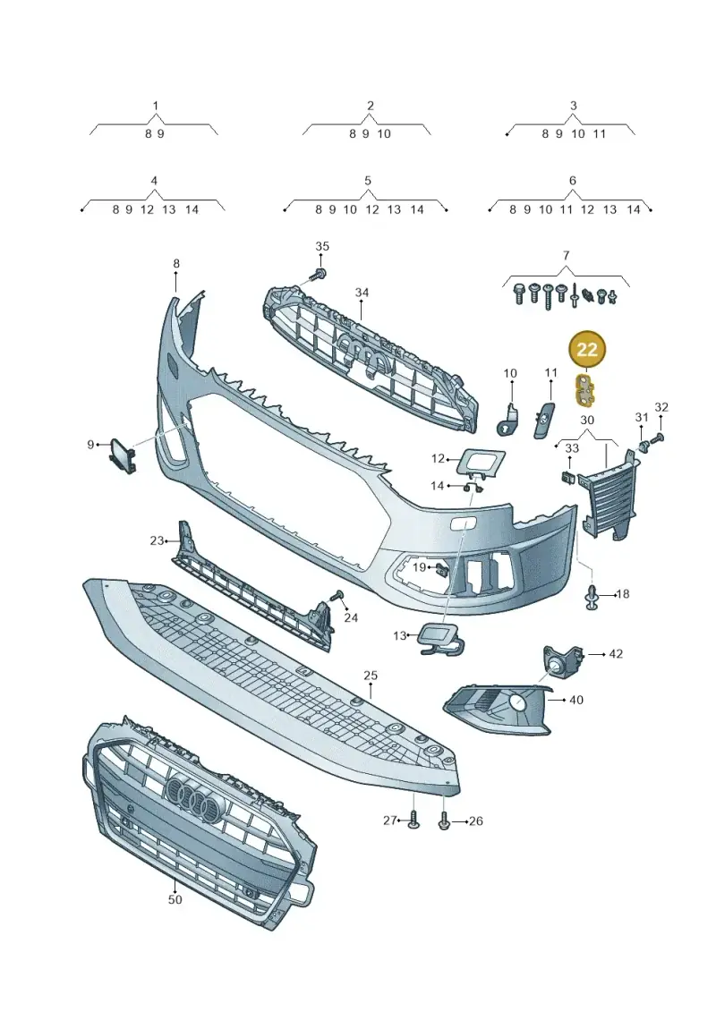 8W0807277D — Audi A4 (2015-2025) diagram 849807130, position 22