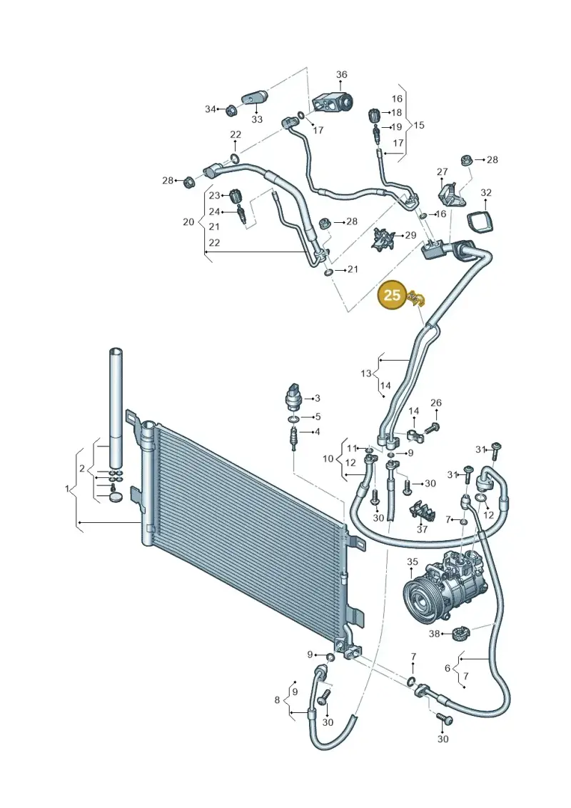 8W0820769C — Audi RS5 Sportback (2017-2025) diagram 849260400, position 25