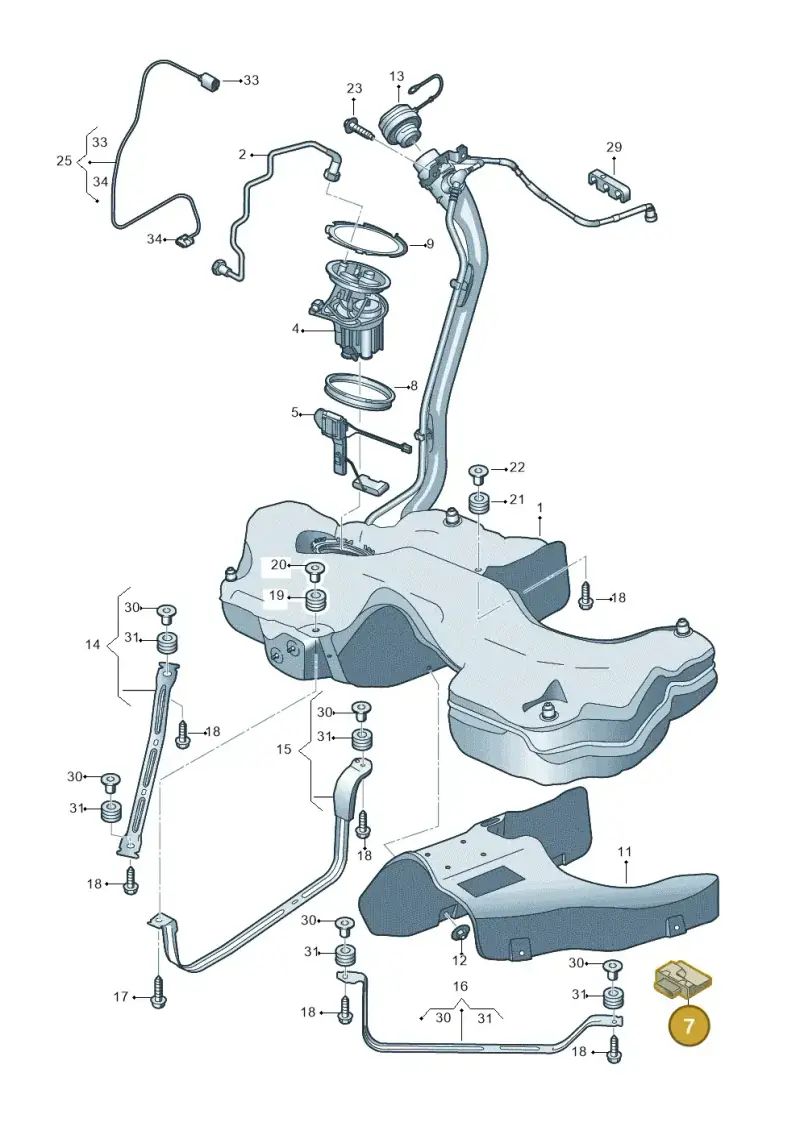 8W0906093F — Audi A5 Sportback (2016-2025) diagram 897201100, position 7