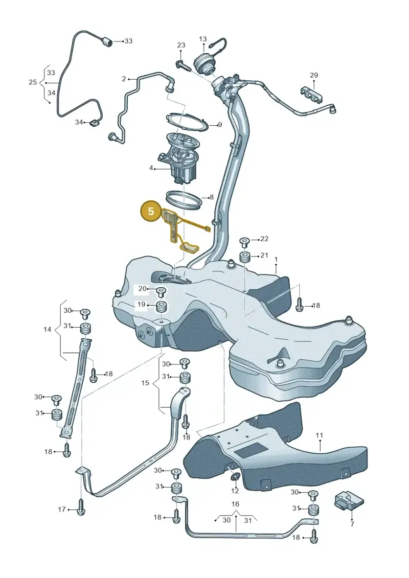 8W0919047B — Audi A5 Sportback (2016-2020) diagram 897201100, position 5