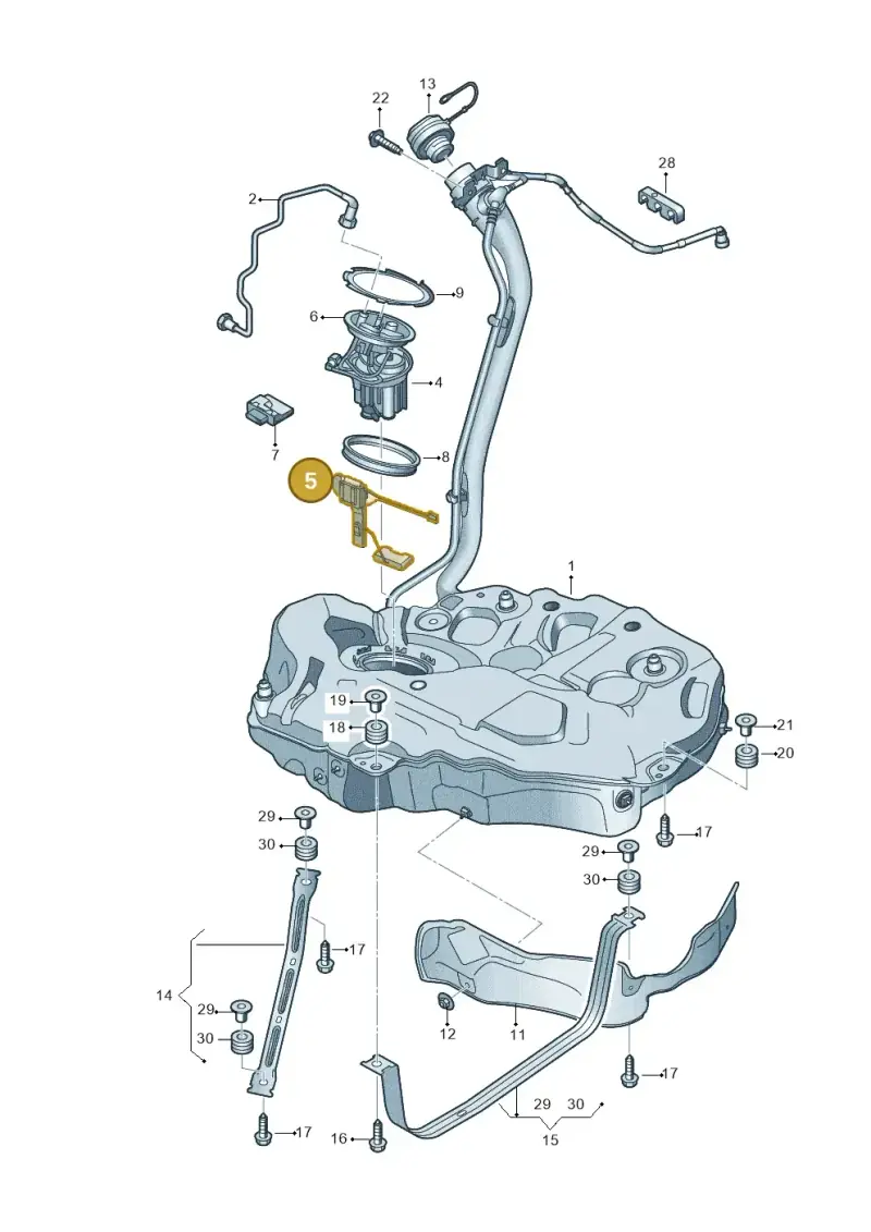 8W0919047E — Audi A5 Cabriolet (2016-2025) diagram 848201000, position 5