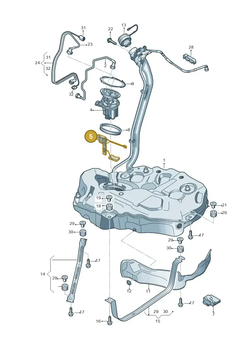 8W0919047E — Audi A5 Sportback (2016-2025) diagram 897201000, position 5