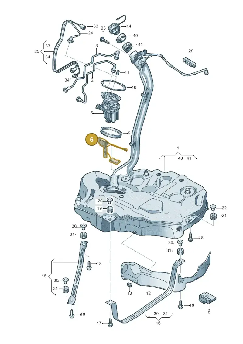 8W0919047E — Audi A5 Sportback (2016-2025) diagram 897201050, position 6