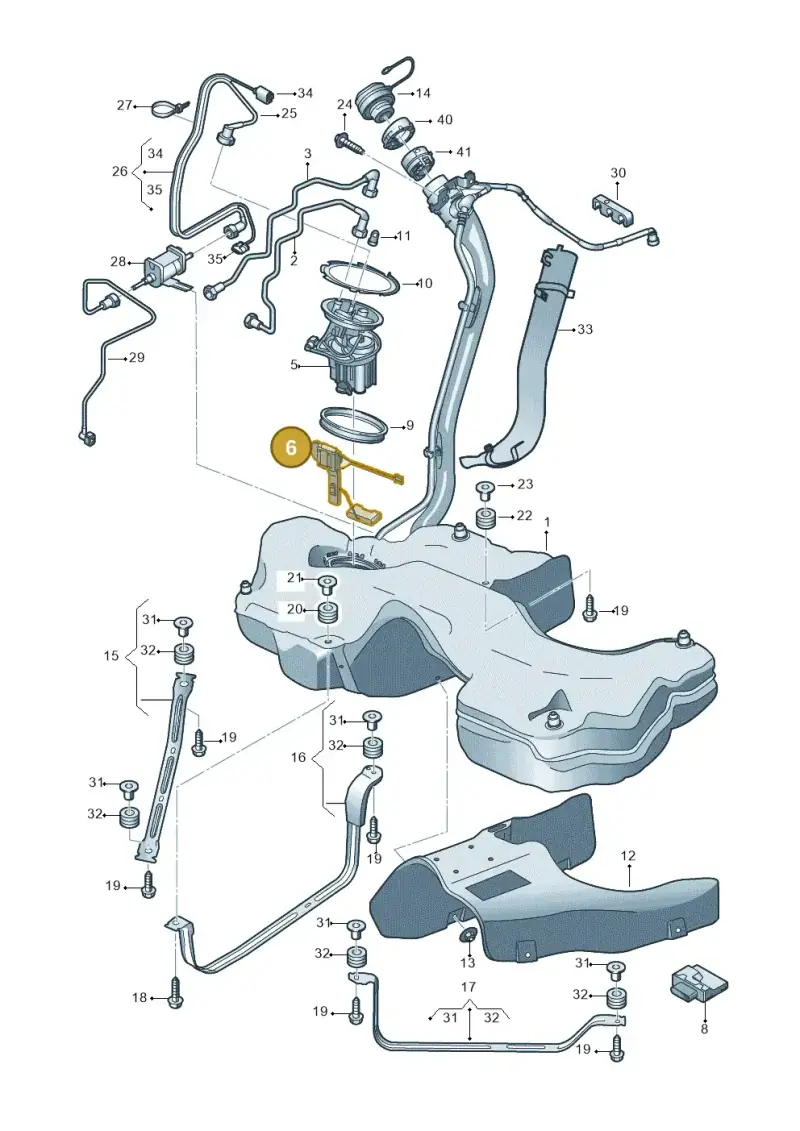 8W0919047E — Audi A5 Sportback (2016-2025) diagram 897201150, position 6