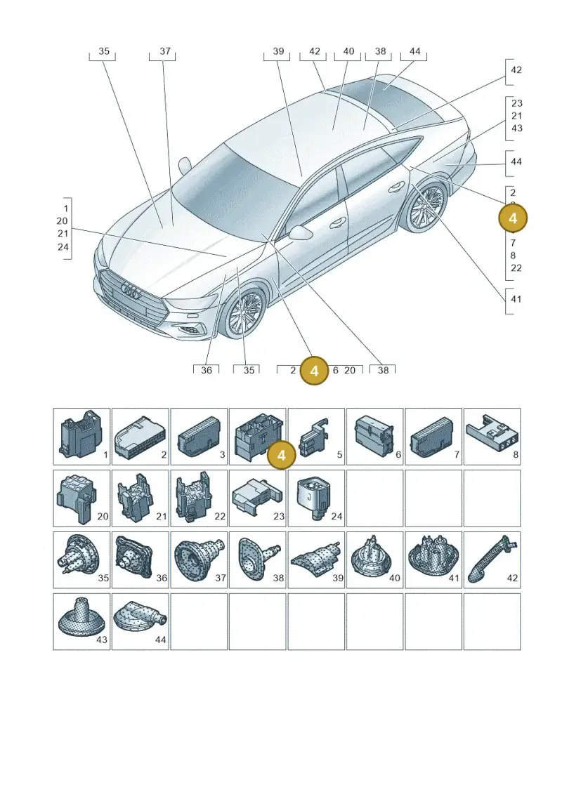 8W0937530 — Audi RS7 Sportback (2019-) diagram 435971810, position 4