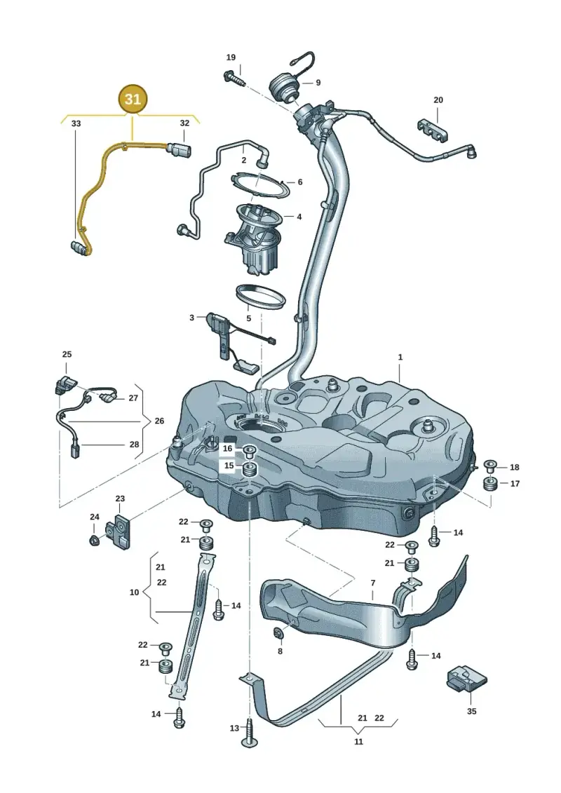 8W0971745A — Audi A5 Cabriolet (2016-2025) diagram 849201002, position 31