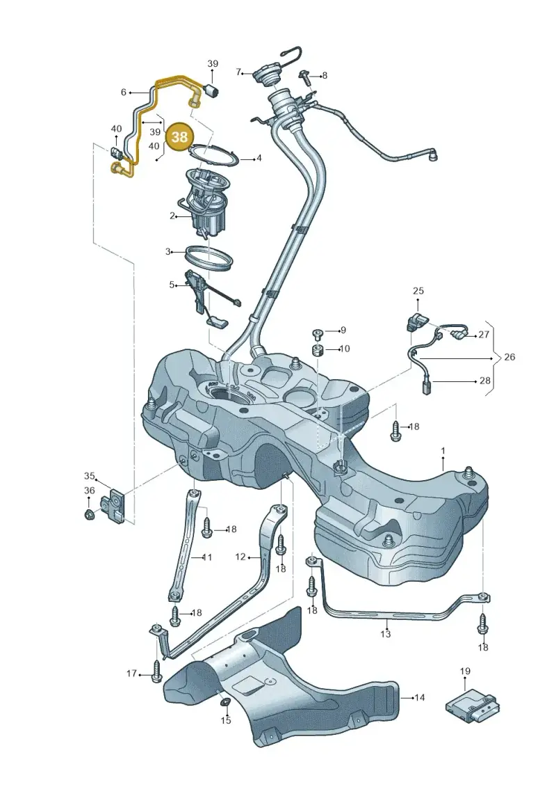 8W0971745A — Audi RS4 Avant (2017-2025) diagram 847201200, position 38
