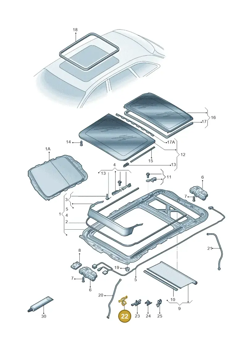 8W0971824S — Audi A4L 2.0 (2016-) diagram 216877010, position 22