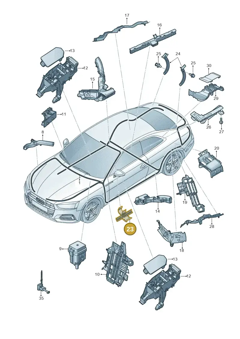 8W0971824S — Audi RS5 Sportback (2017-2025) diagram 847971080, position 23