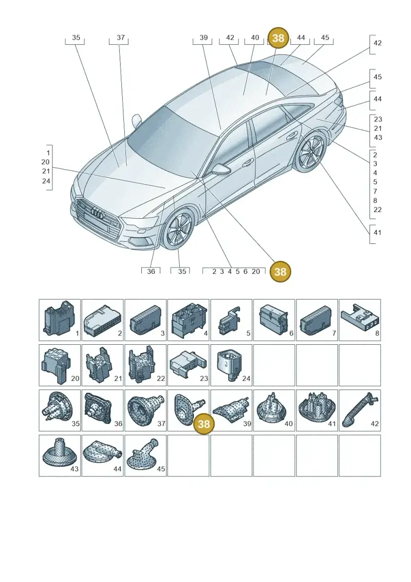8W0971871D — Audi A6 (2018-2025) diagram 430971810, position 38
