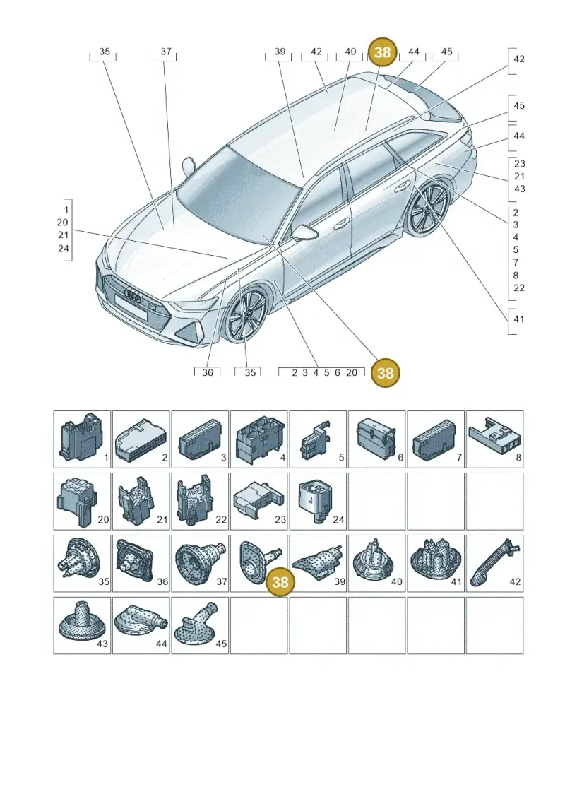 8W0971871D — Audi RS6 Avant (2019-2025) diagram 537971810, position 38