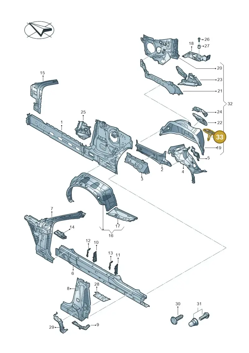 8W0971871D — Audi A5 Cabriolet (2016-2025) diagram 848809000, position 33