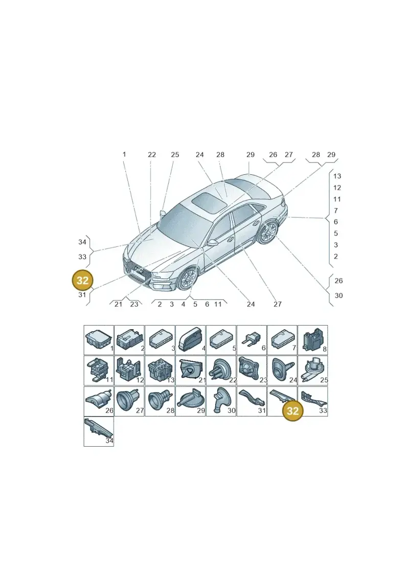 8W0971871H — Audi A4L 2.0 (2016-) diagram 216971780, position 32