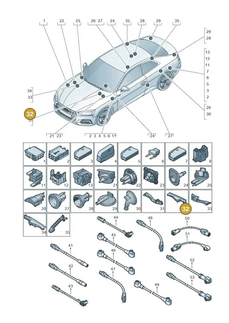 8W0971871H — Audi RS5 Sportback (2017-) diagram 897971780, position 32