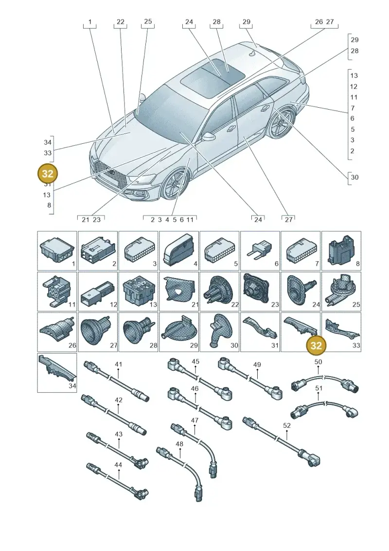 8W0971871H — Audi RS4 Avant (2017-) diagram 438971810, position 32