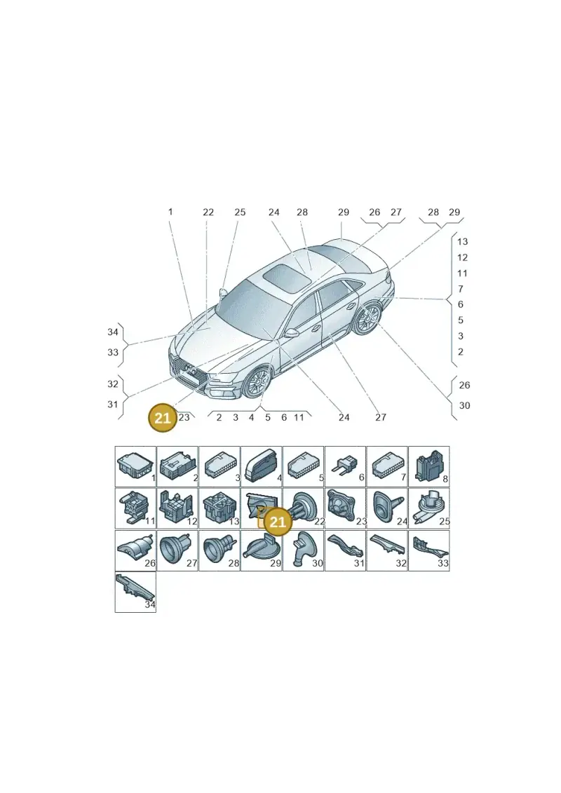 8W0971871S — Audi A4L 2.0 (2016-) diagram 216971780, position 21