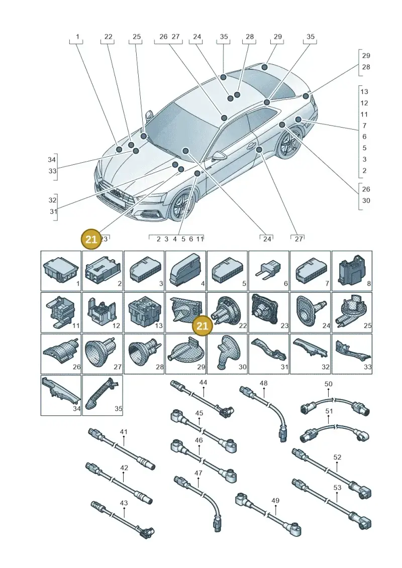 8W0971871S — Audi RS5 Sportback (2017-) diagram 897971780, position 21