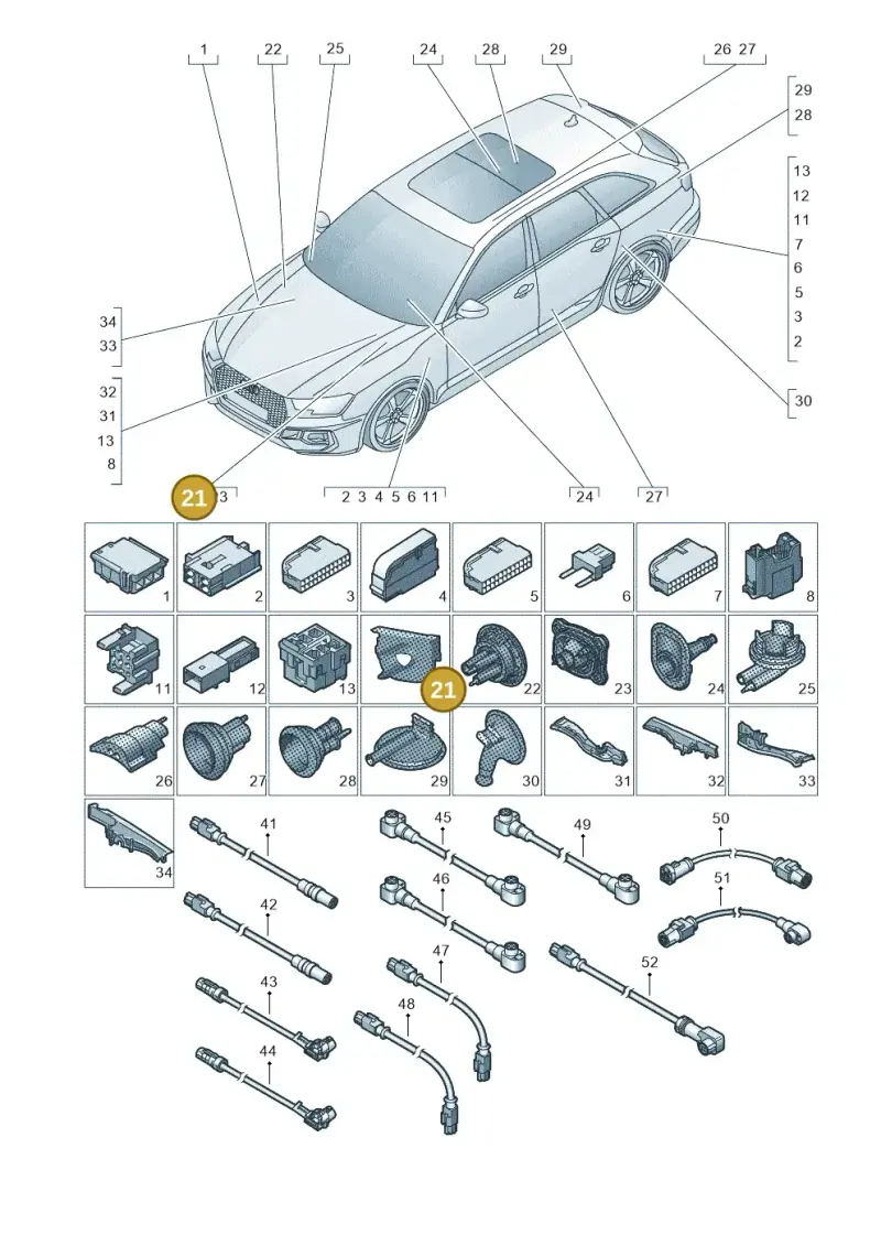 8W0971871S — Audi RS4 Avant (2017-) diagram 438971810, position 21