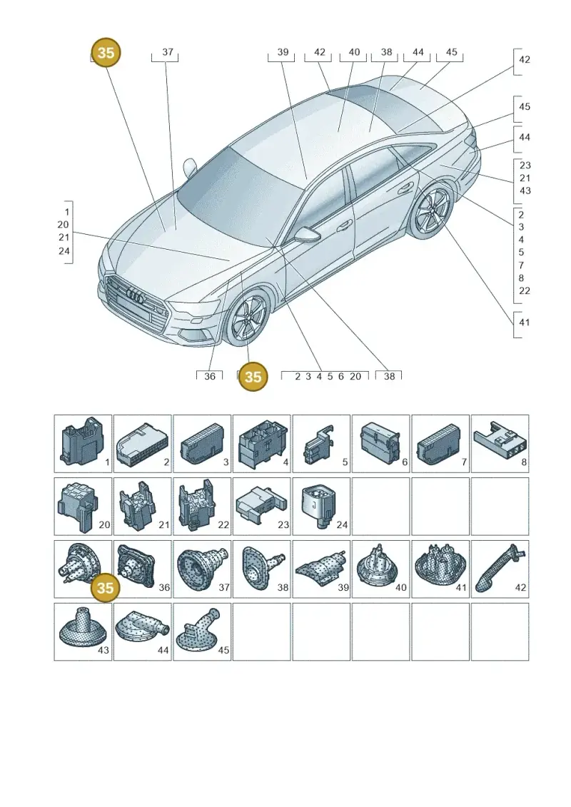 8W0971872 — Audi A6 (2018-2025) diagram 430971810, position 35