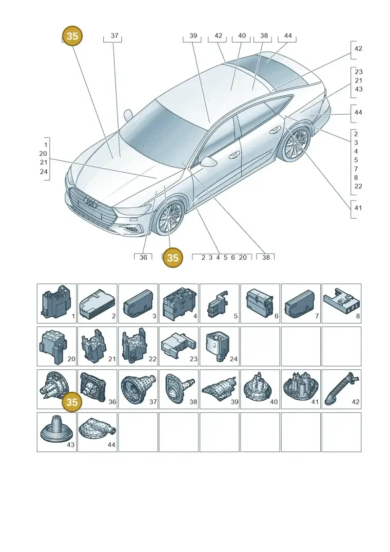 8W0971872 — Audi RS7 Sportback (2019-2025) diagram 435971810, position 35