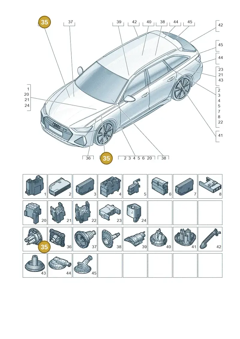 8W0971872 — Audi RS6 Avant (2019-2025) diagram 537971810, position 35