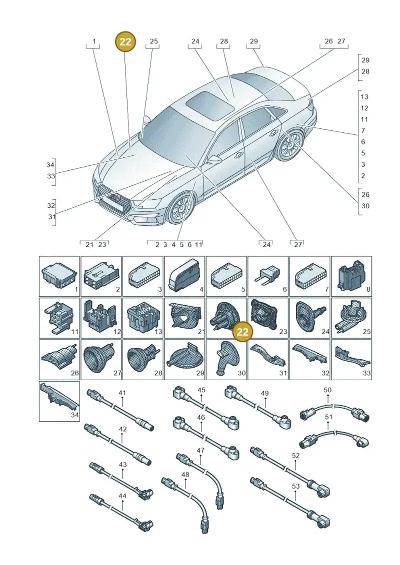 8W0971872 — Audi A4 (2015-2025) diagram 849971780, position 22