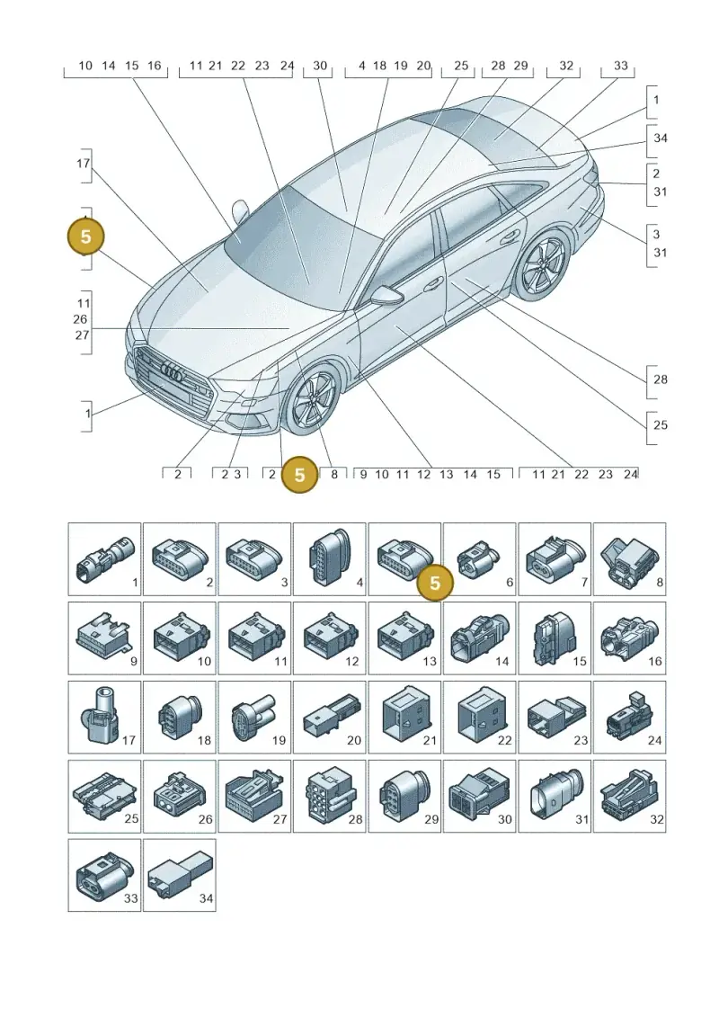 8W0973737C — Audi A6 (2018-2025) diagram 430971820, position 5