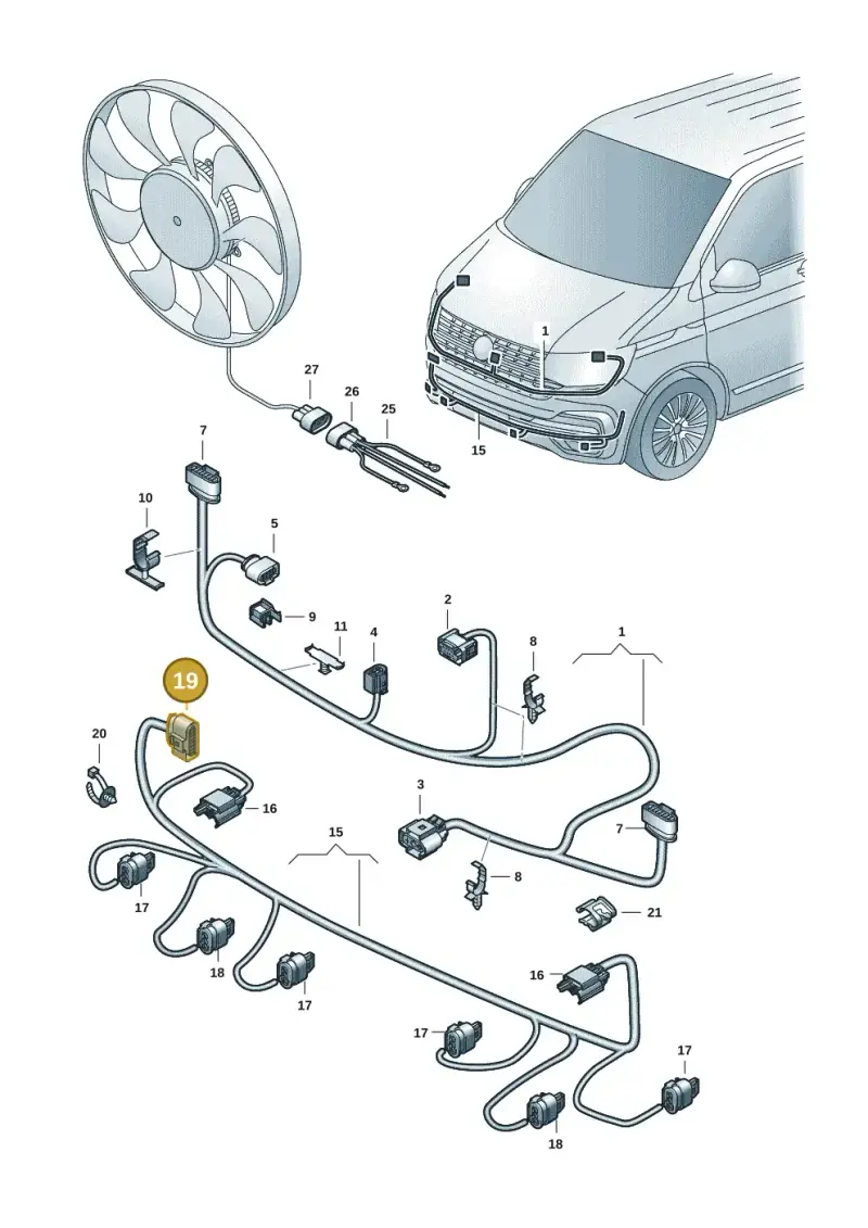 8W0973737C — Volkswagen Transporter Multivan (2019-2024) diagram 7em971000, position 19