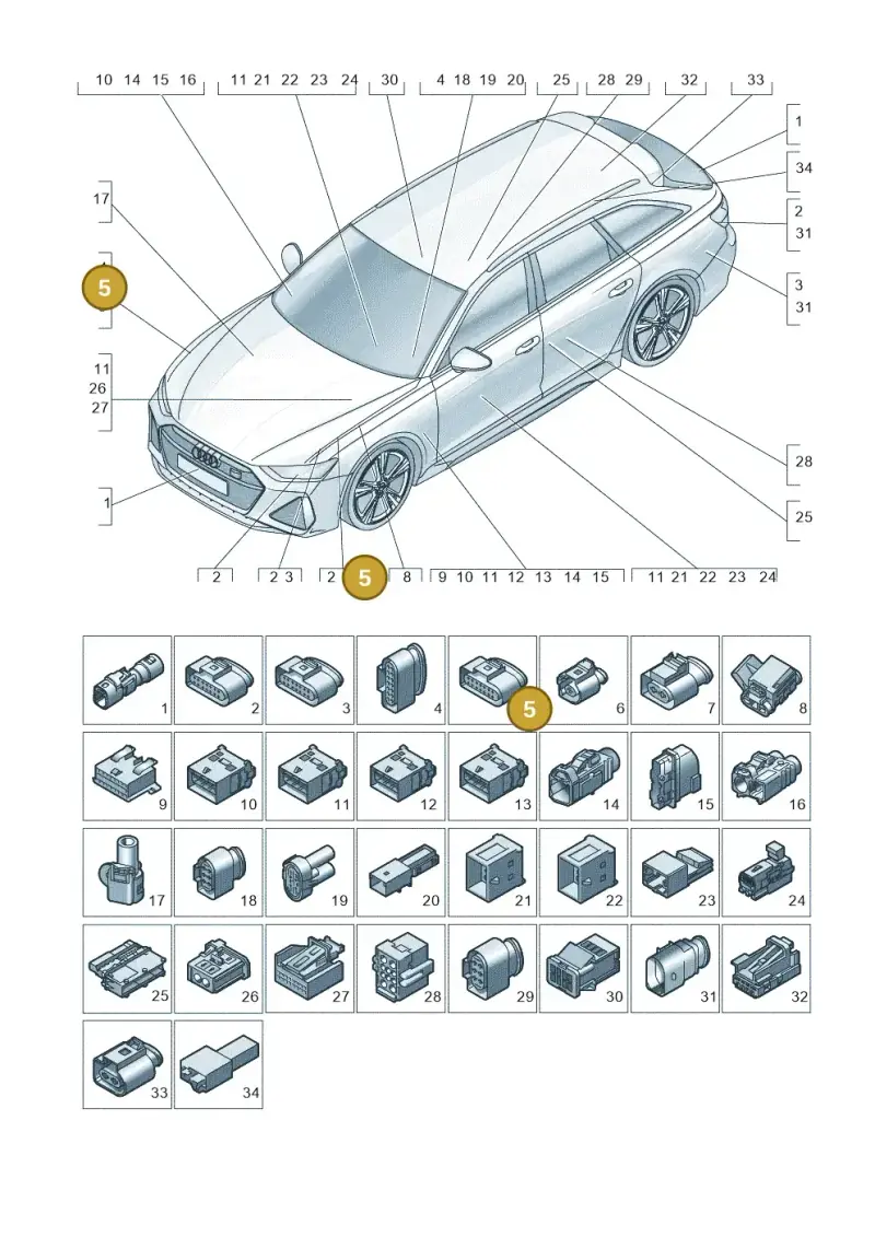 8W0973737C — Audi RS6 Avant (2019-2025) diagram 537971820, position 5