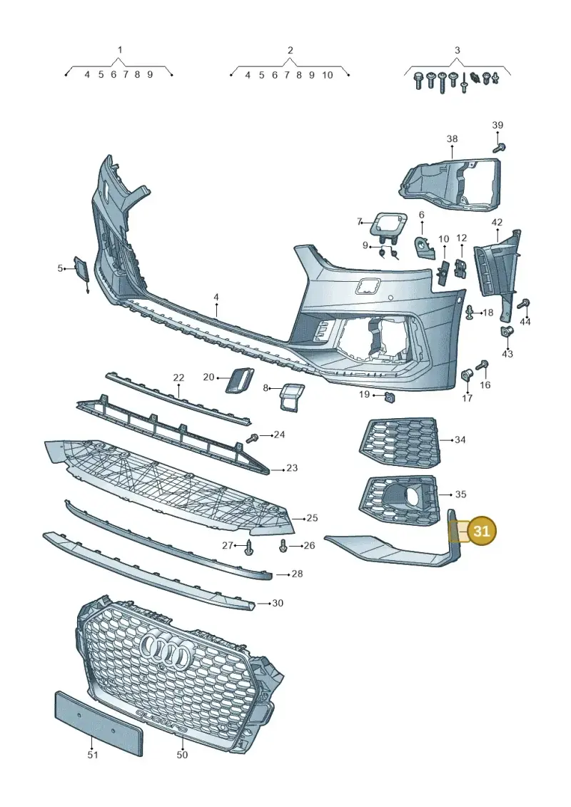 8W6807062A — Audi RS5 Sportback (2017-2025) diagram 847807100, position 31