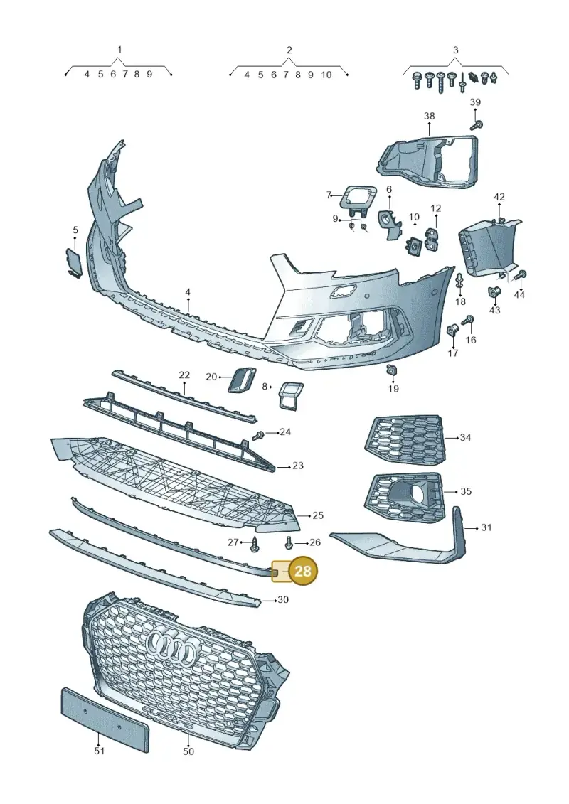 8W6807110A — Audi RS4 Avant (2017-) diagram 438807100, position 28