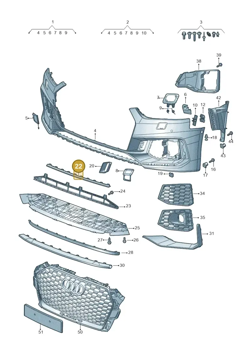 8W6807541A — Audi RS5 Sportback (2017-2025) diagram 847807100, position 22