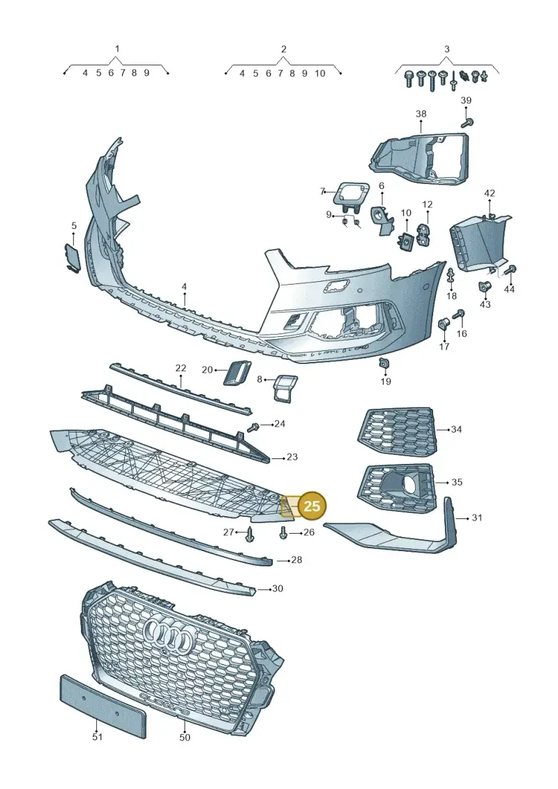 8W6807611B — Audi RS4 Avant (2017-2025) diagram 438807100, position 25