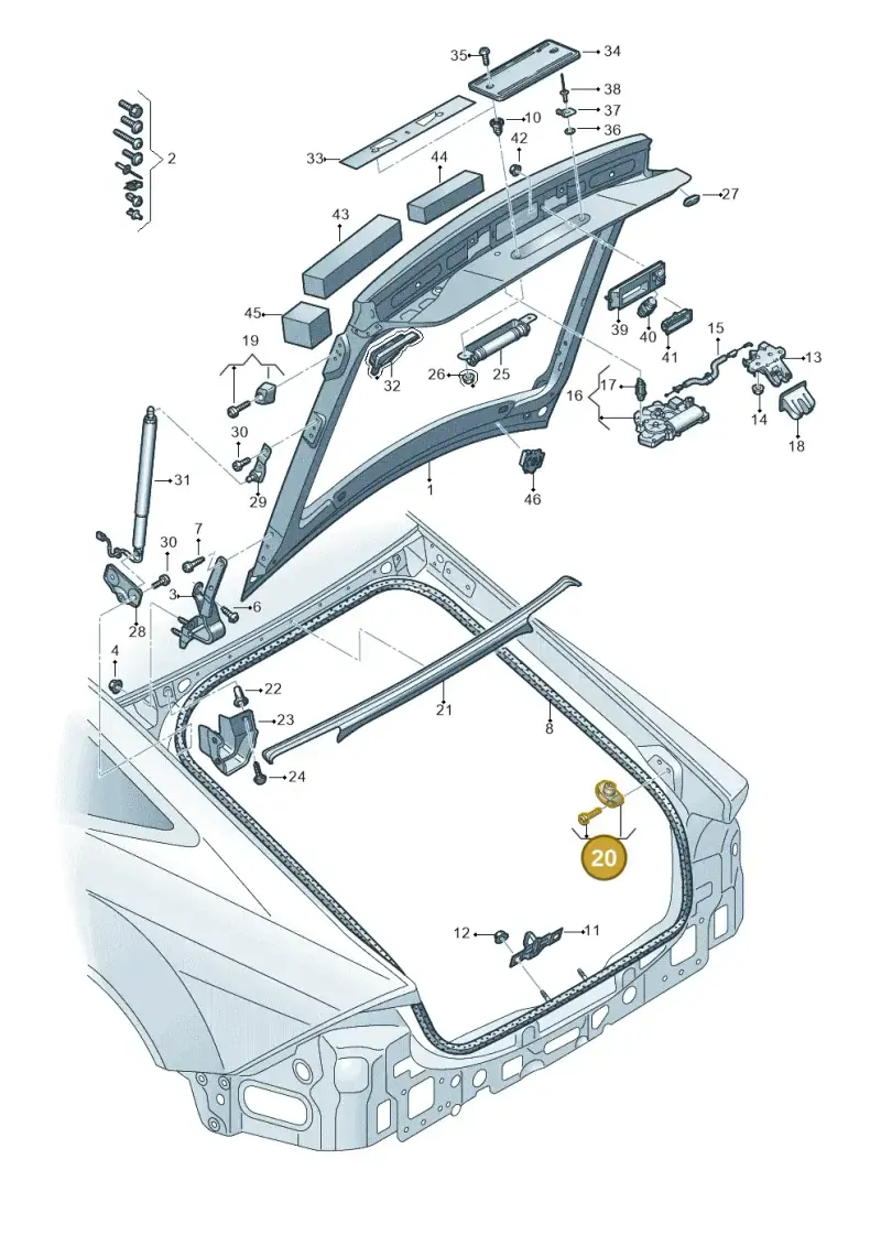 8W9827239D — Audi RS7 Sportback (2019-2025) diagram 435827000, position 20