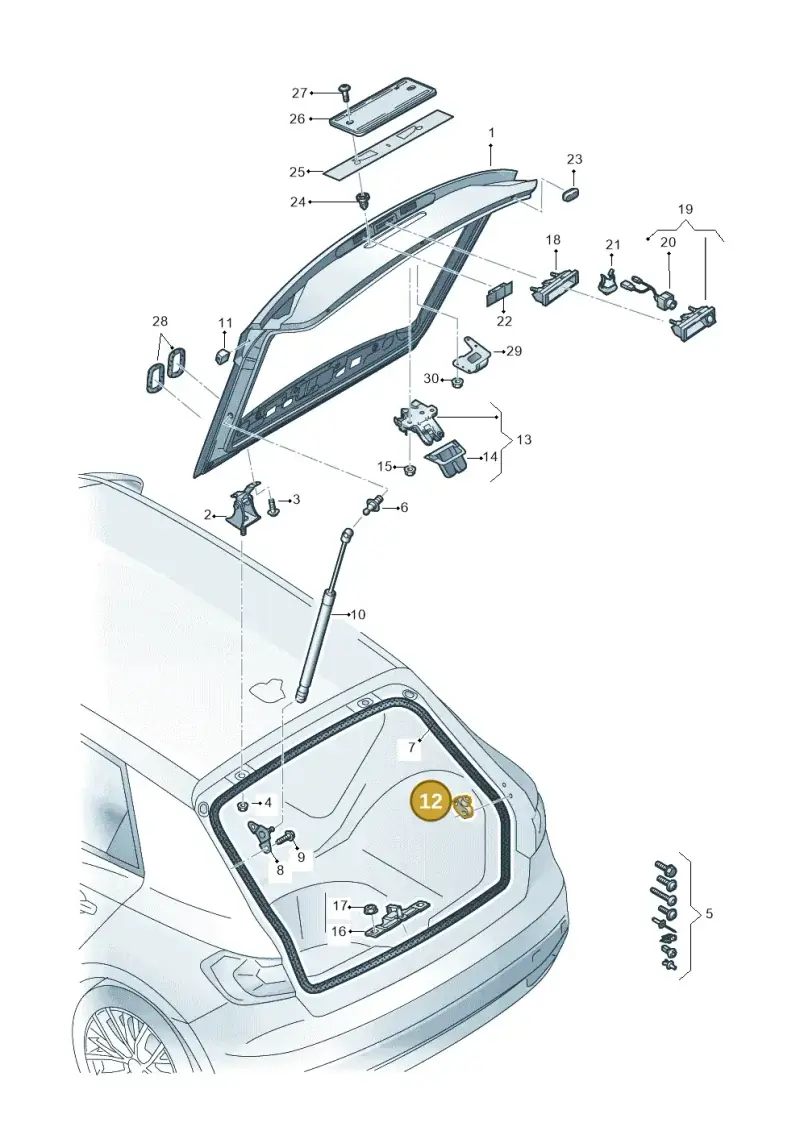 8W9827239D — Audi A1 Sportback (2018-2025) diagram 592827000, position 12