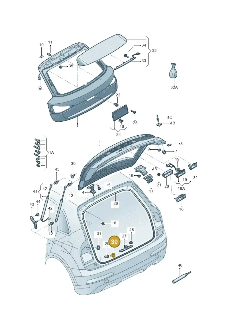 8X0827654 — Audi Q3 quattro 2.0 (2016-2019) diagram 895827000, position 30