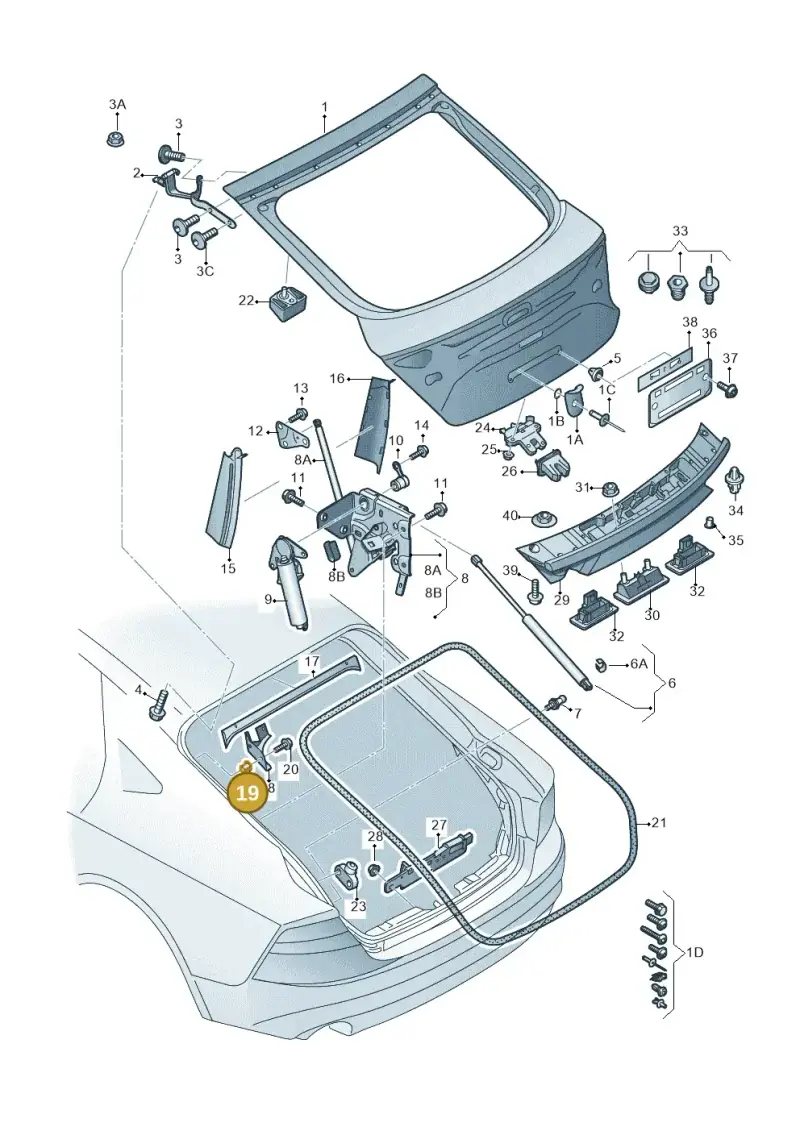 8X0867334 — Audi A7 Sportback (2010-2015) diagram 711827000, position 19