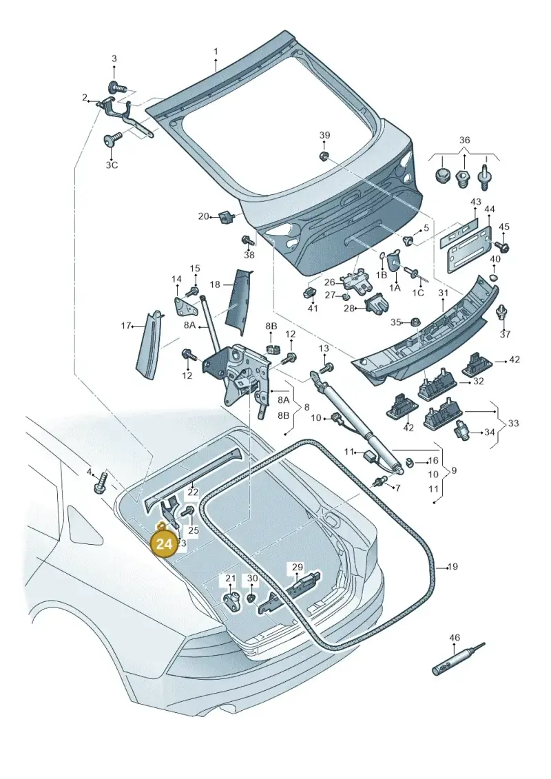 8X0867334 — Audi A7 Sportback (2014-2018) diagram 765827000, position 24