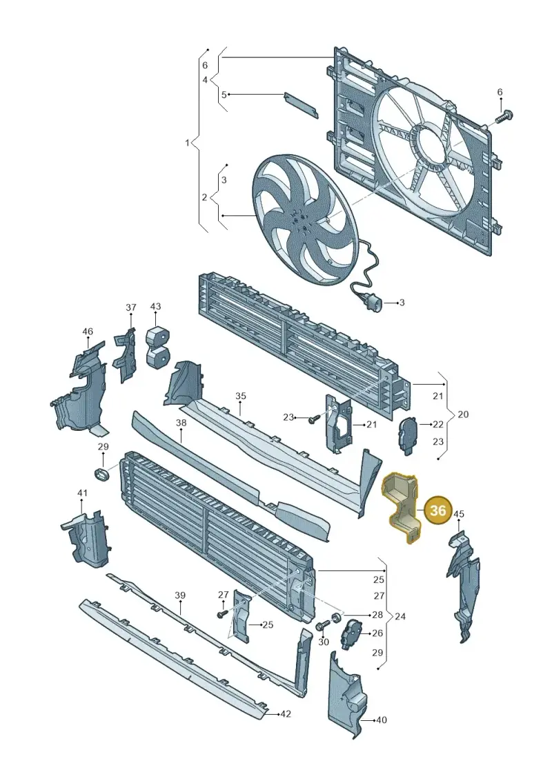 8Y0121283B — Audi A3 Sportback (2019-2025) diagram 596121965, position 36