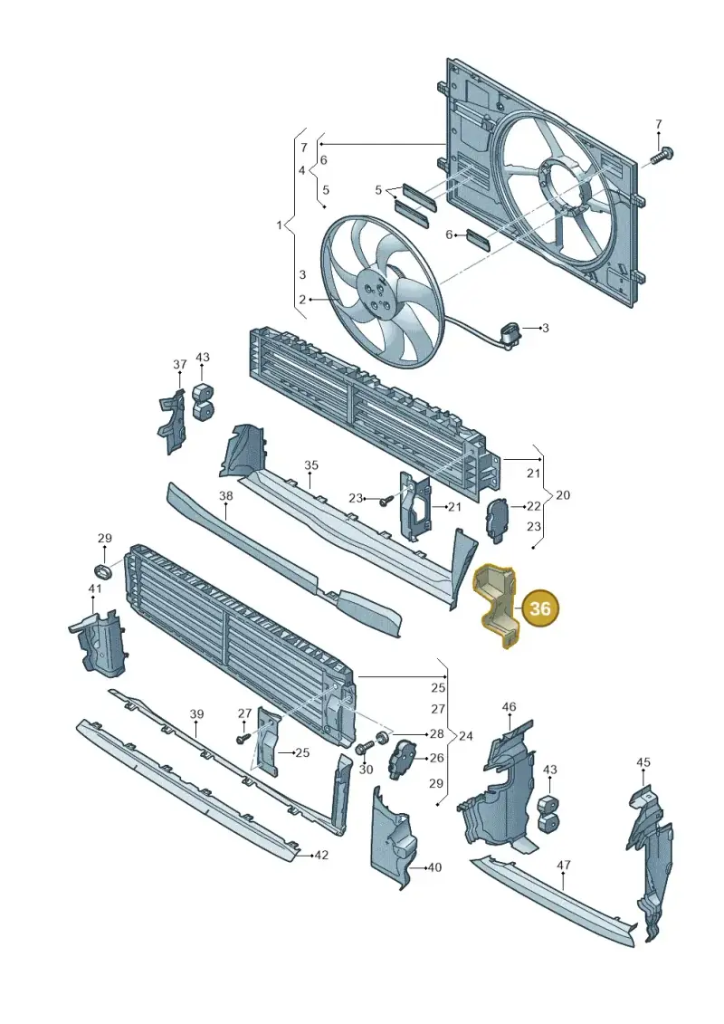 8Y0121283B — Audi A3 Sportback (2019-2025) diagram 596121970, position 36
