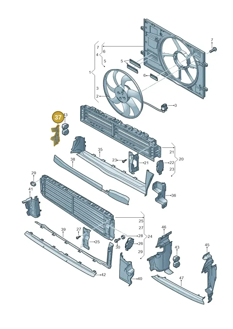 8Y0121284B — Audi A3 Sportback (2019-2025) diagram 596121970, position 37