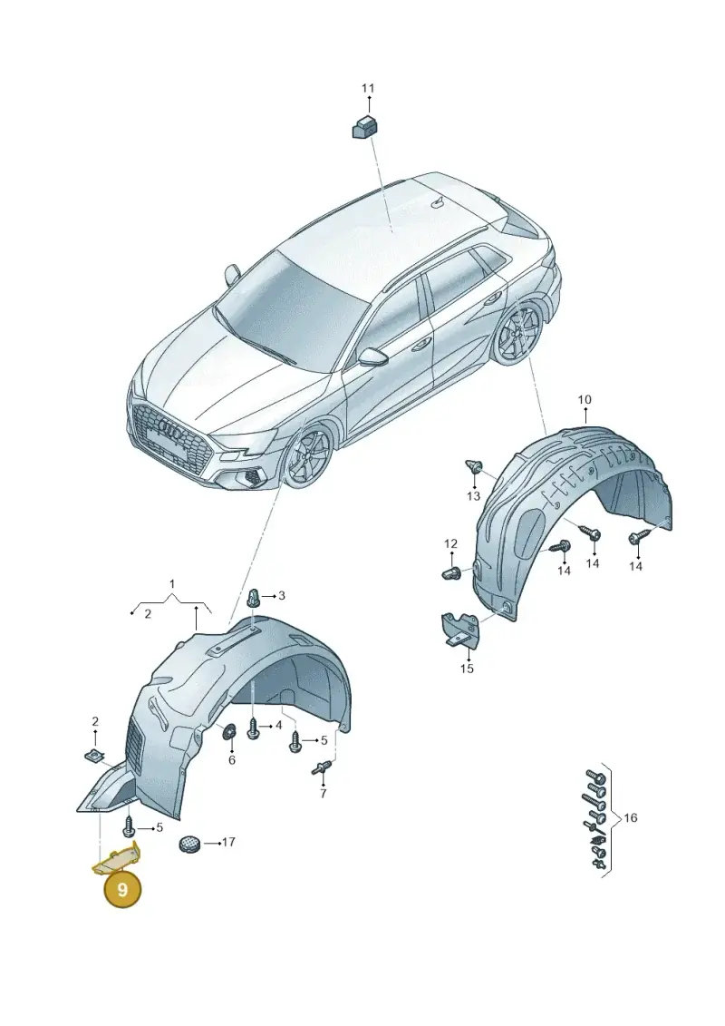 8Y0821146 — Audi A3 Sportback (2019-2025) diagram 596821500, position 9