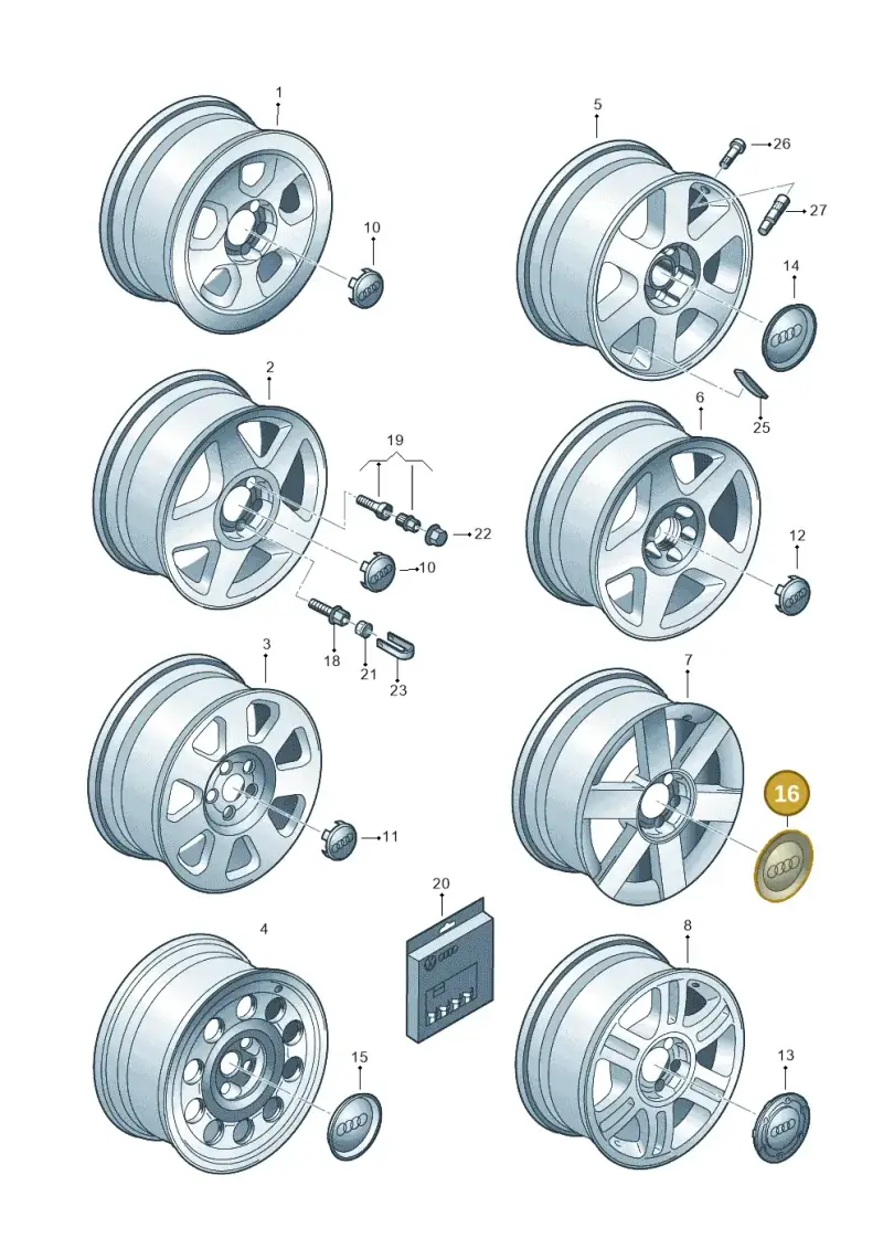 8Z0601165FZ17 — Audi A3/S3/QUATTRO (2000-2003) diagram 209601500, position 16